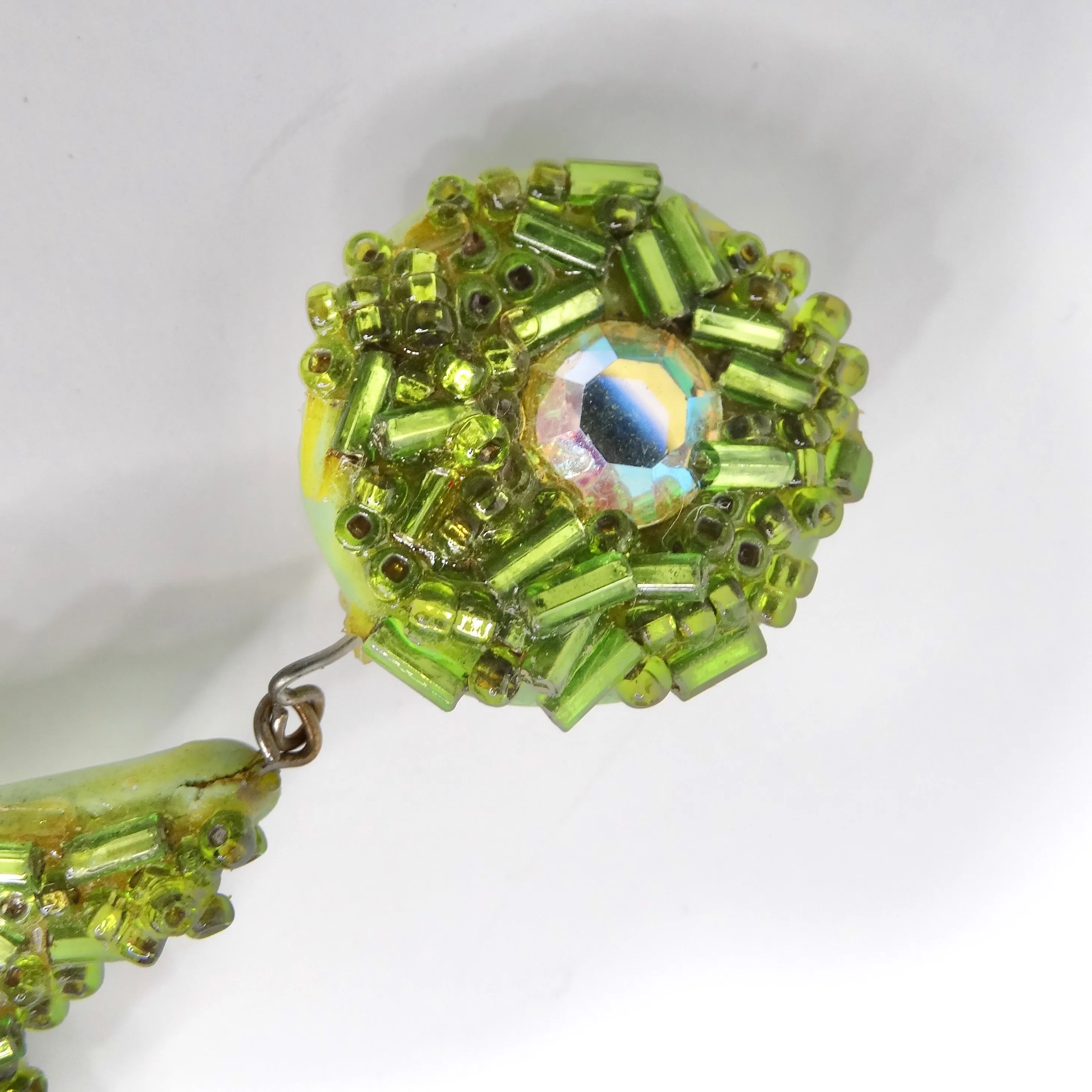 1980s Green Swarovski Crystal Embellished Star Clip On Earrings