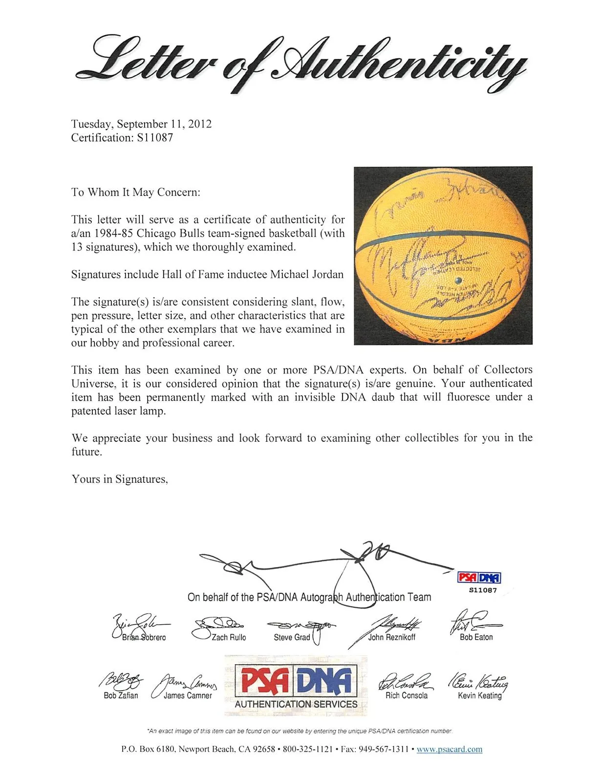 1984-85 Bulls (13) Jordan, Woolridge Signed Spalding Basketball PSA & JSA LOAs