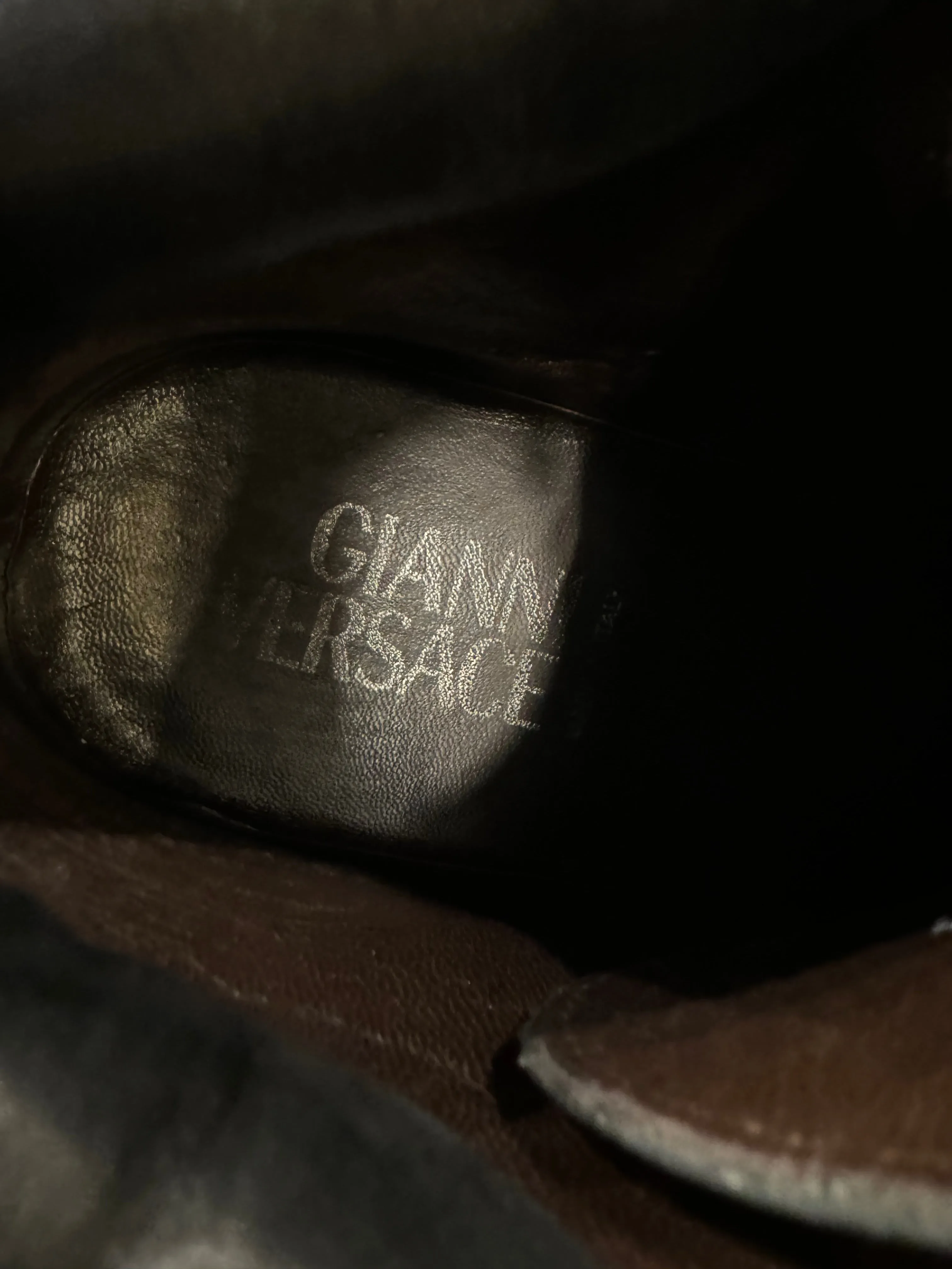1990s Gianni Versace medusa details leather boots