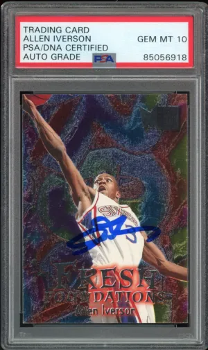 1996 Fleer Metal #236 Allen Iverson RC Rookie 76ers PSA/DNA Auto GEM MINT 10