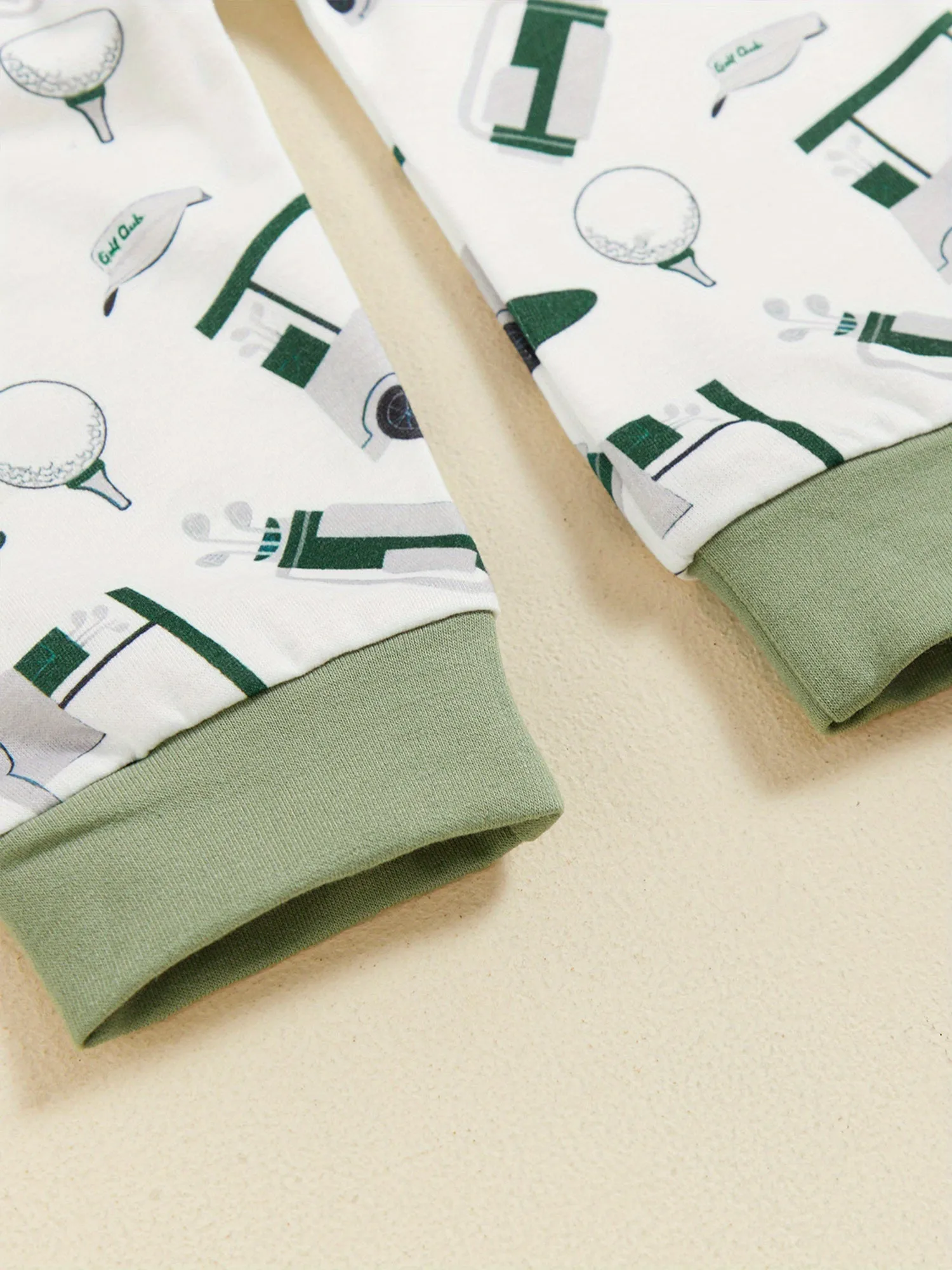 2-Piece Toddler Baby Boys' Adorable Golf Print Outfit - Layette Sets with Turn-Down Collar, Long Sleeve Sweatshirts, and Long Pants for Fall Season, Soft and Cozy Clothes for Everyday Wear