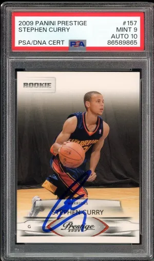 2009 Panini Prestige #157 Stephen Curry RC On Card PSA 9/10 Auto MINT Warriors
