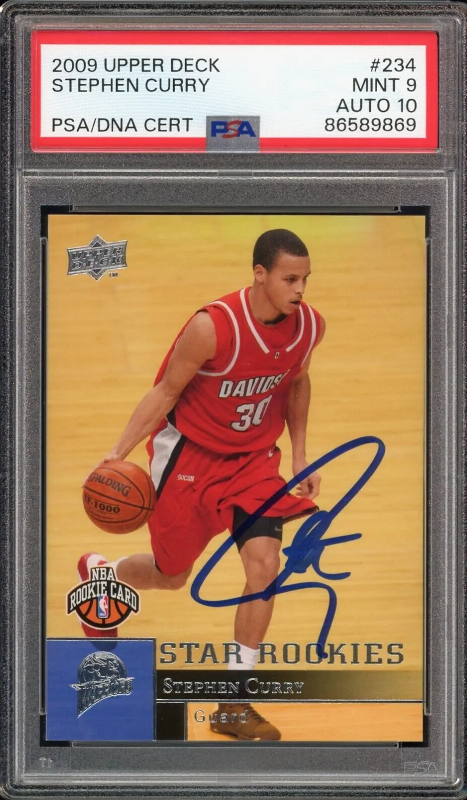 2009 Upper Deck #234 Stephen Curry RC On Card PSA 9/10 Auto MINT Warriors