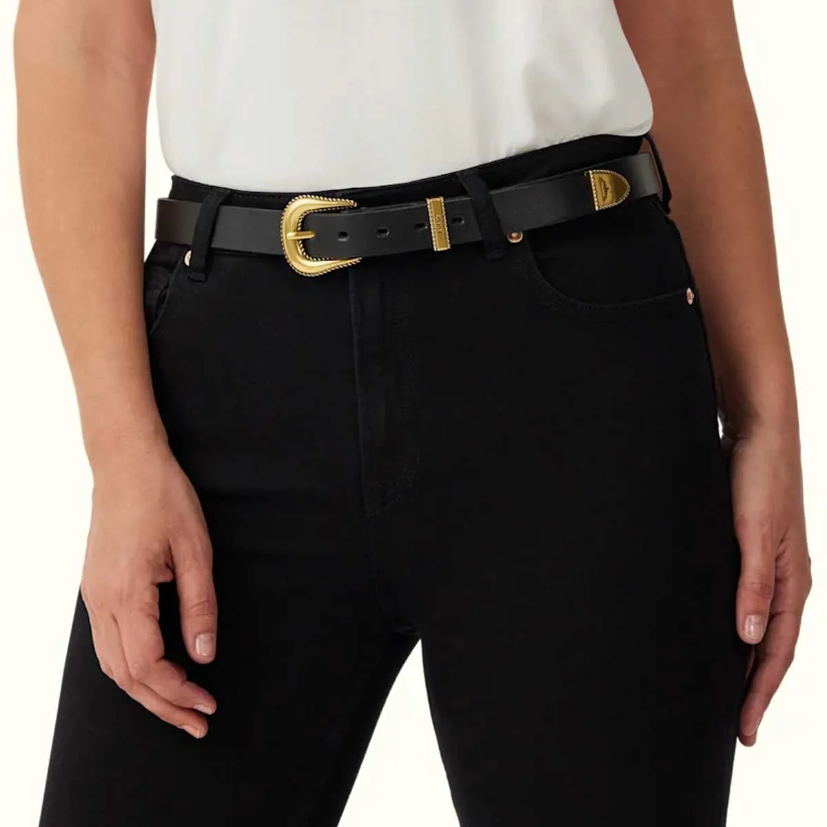 40% OFF RM WILLIAMS Women's Agnes Double Butt Leather Belt - Black