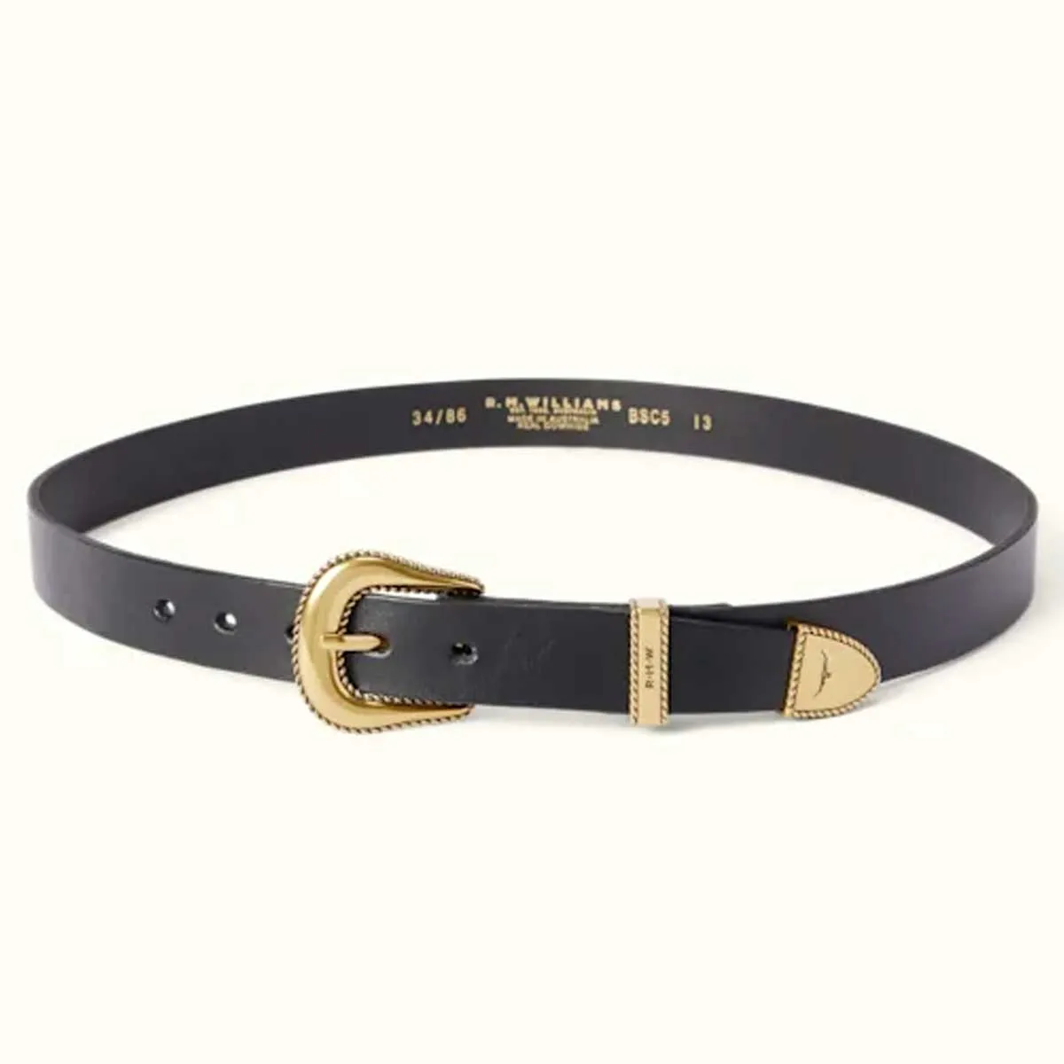 40% OFF RM WILLIAMS Women's Agnes Double Butt Leather Belt - Black