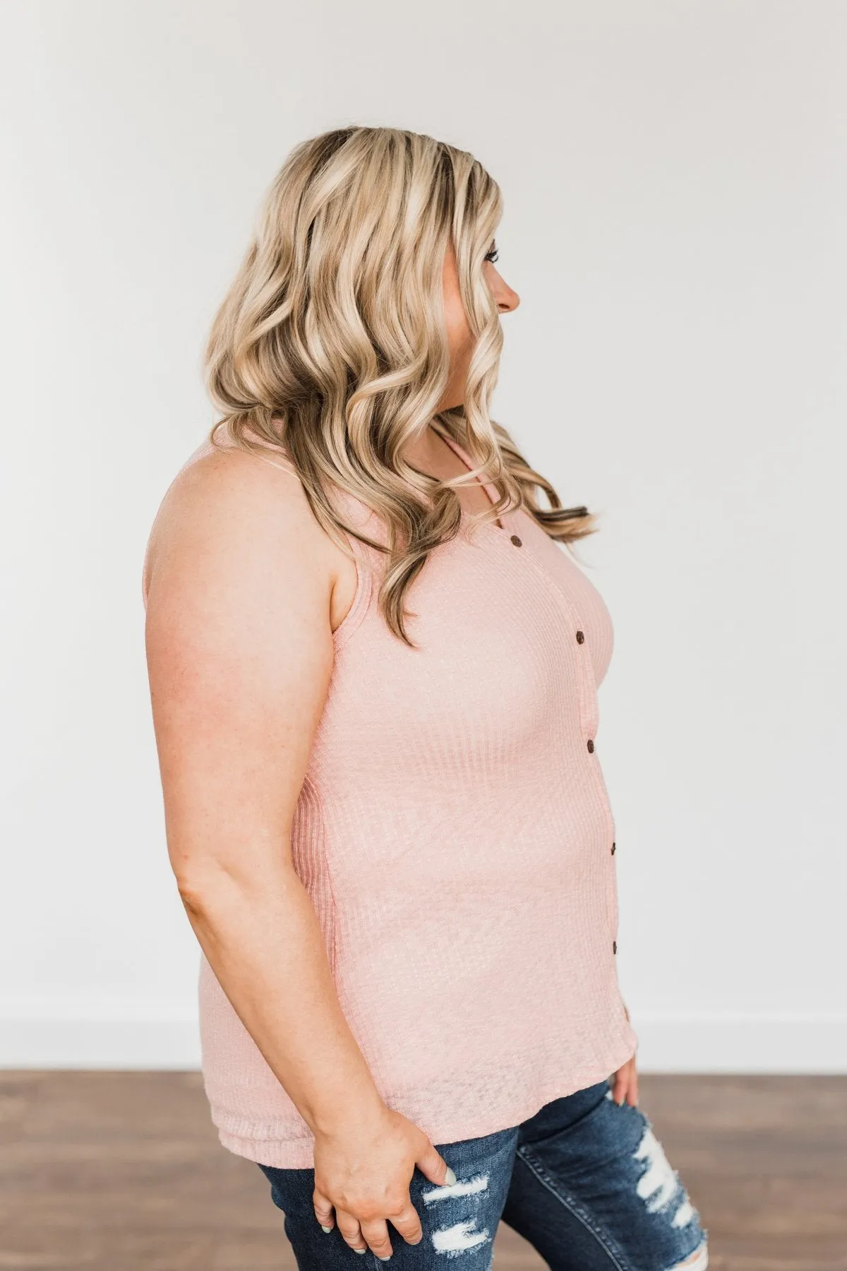 A Day To Remember V-Neck Tank Top- Dusty Peach