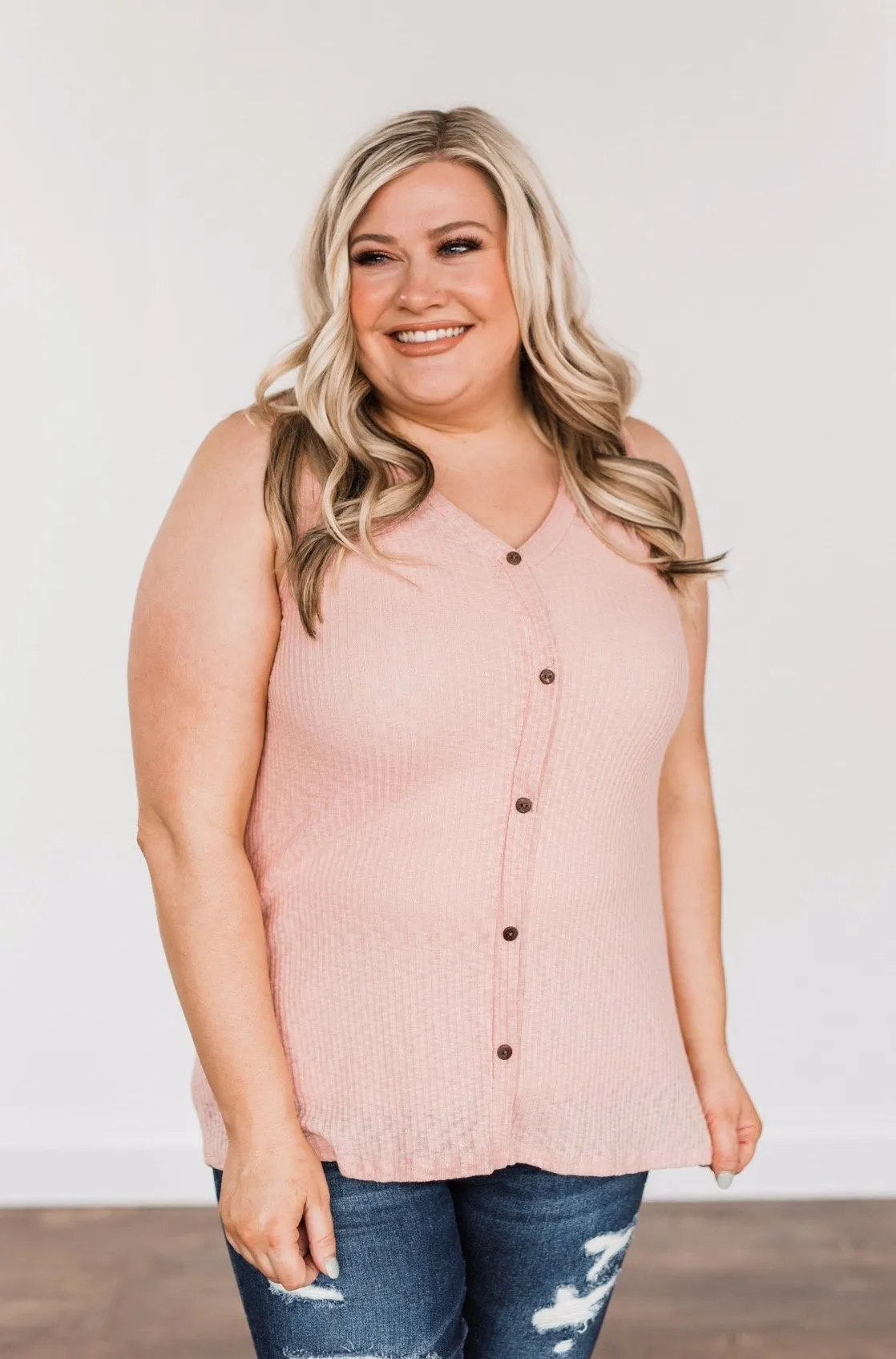 A Day To Remember V-Neck Tank Top- Dusty Peach