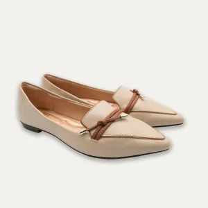 Alia Cream Knotted Loafers