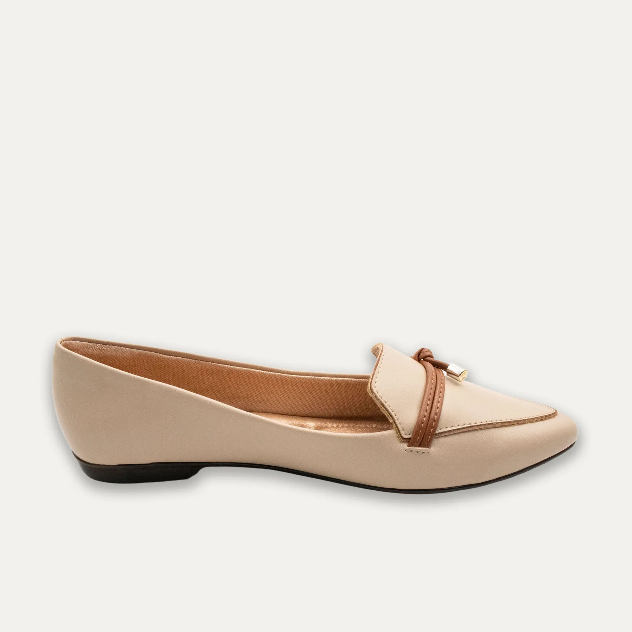 Alia Cream Knotted Loafers