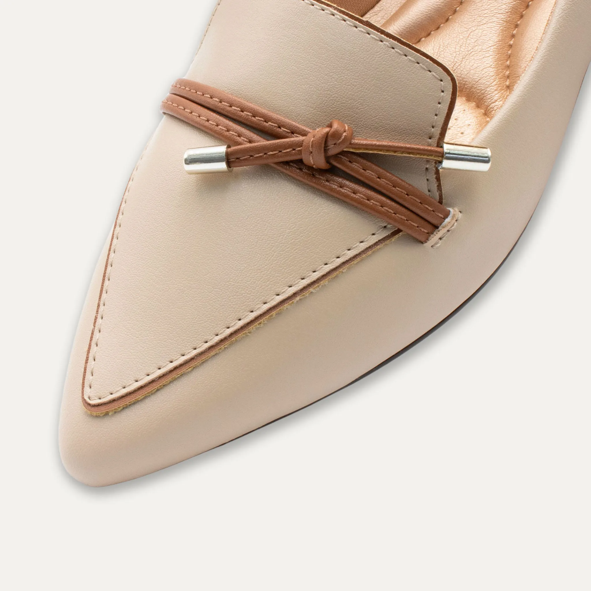 Alia Cream Knotted Loafers