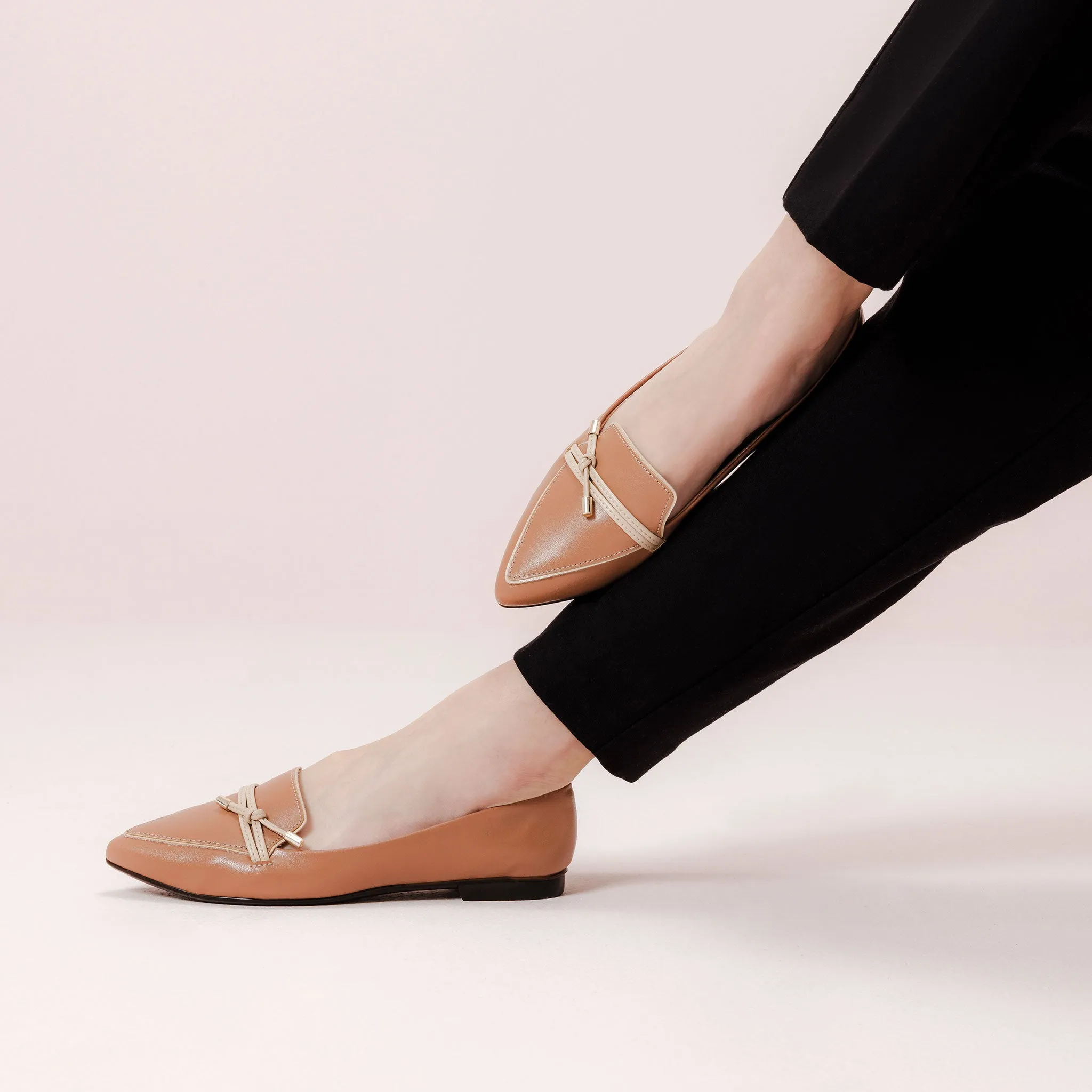 Alia Tan Knotted Loafers