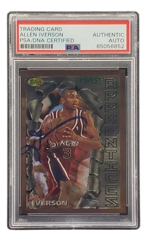 Allen Iverson Signed 1996 Topps Finest #69 76ers Rookie Card PSA/DNA