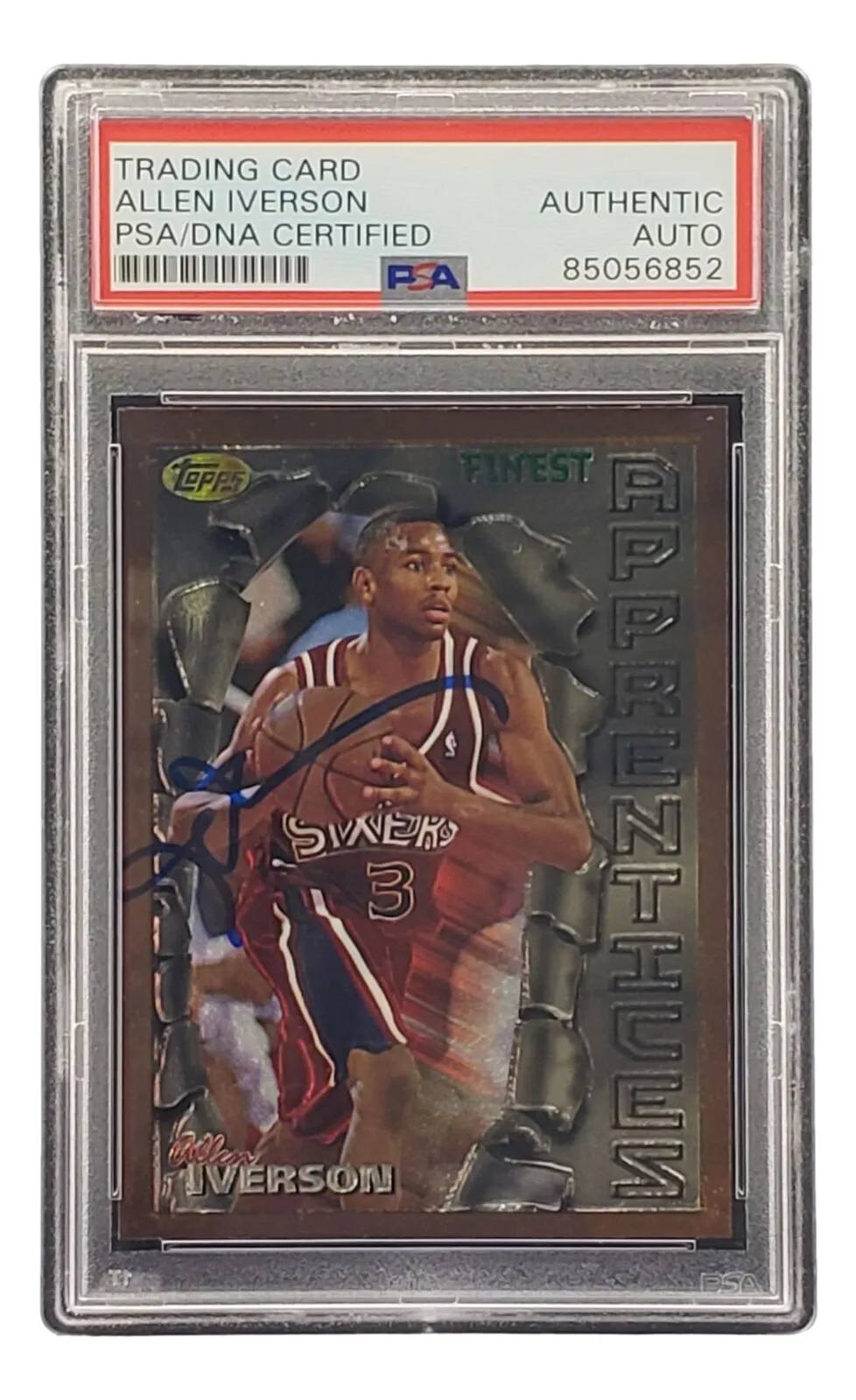 Allen Iverson Signed 1996 Topps Finest #69 76ers Rookie Card PSA/DNA