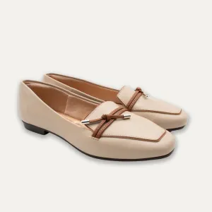 Amalia Cream Knotted Loafers