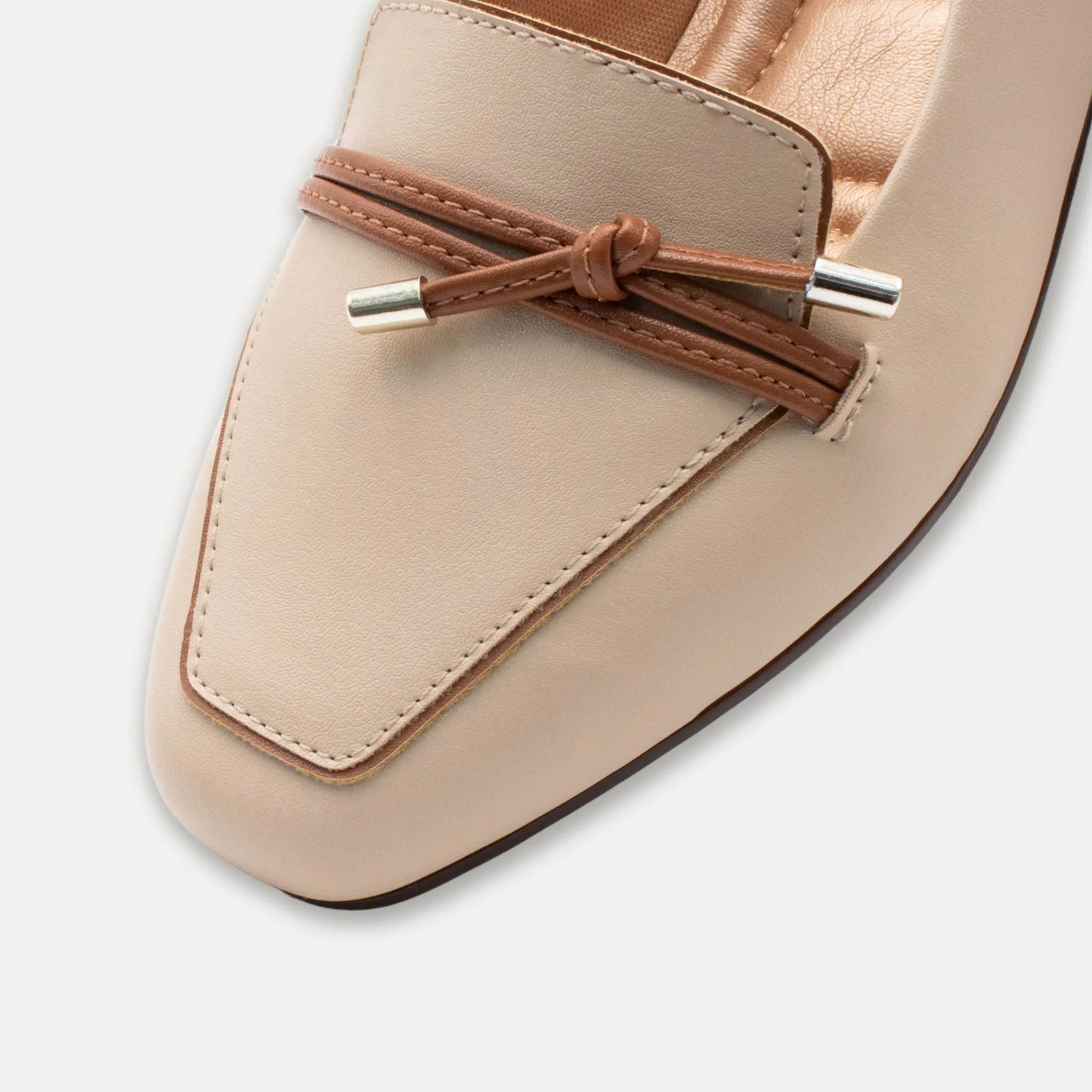 Amalia Cream Knotted Loafers
