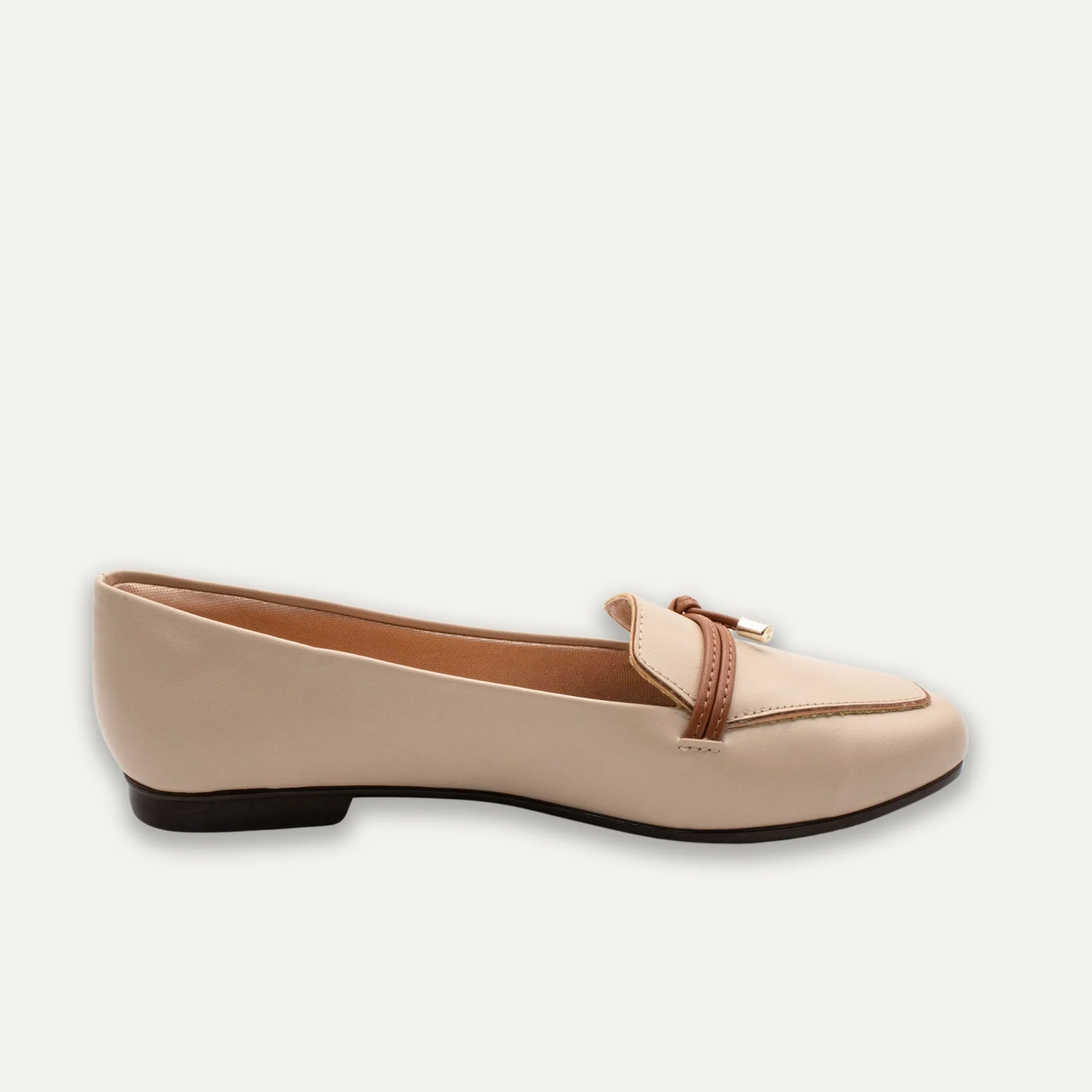 Amalia Cream Knotted Loafers