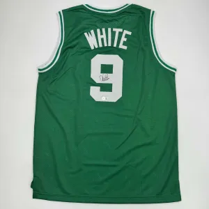 Autographed/Signed Derrick White Boston Green Basketball Jersey JSA COA