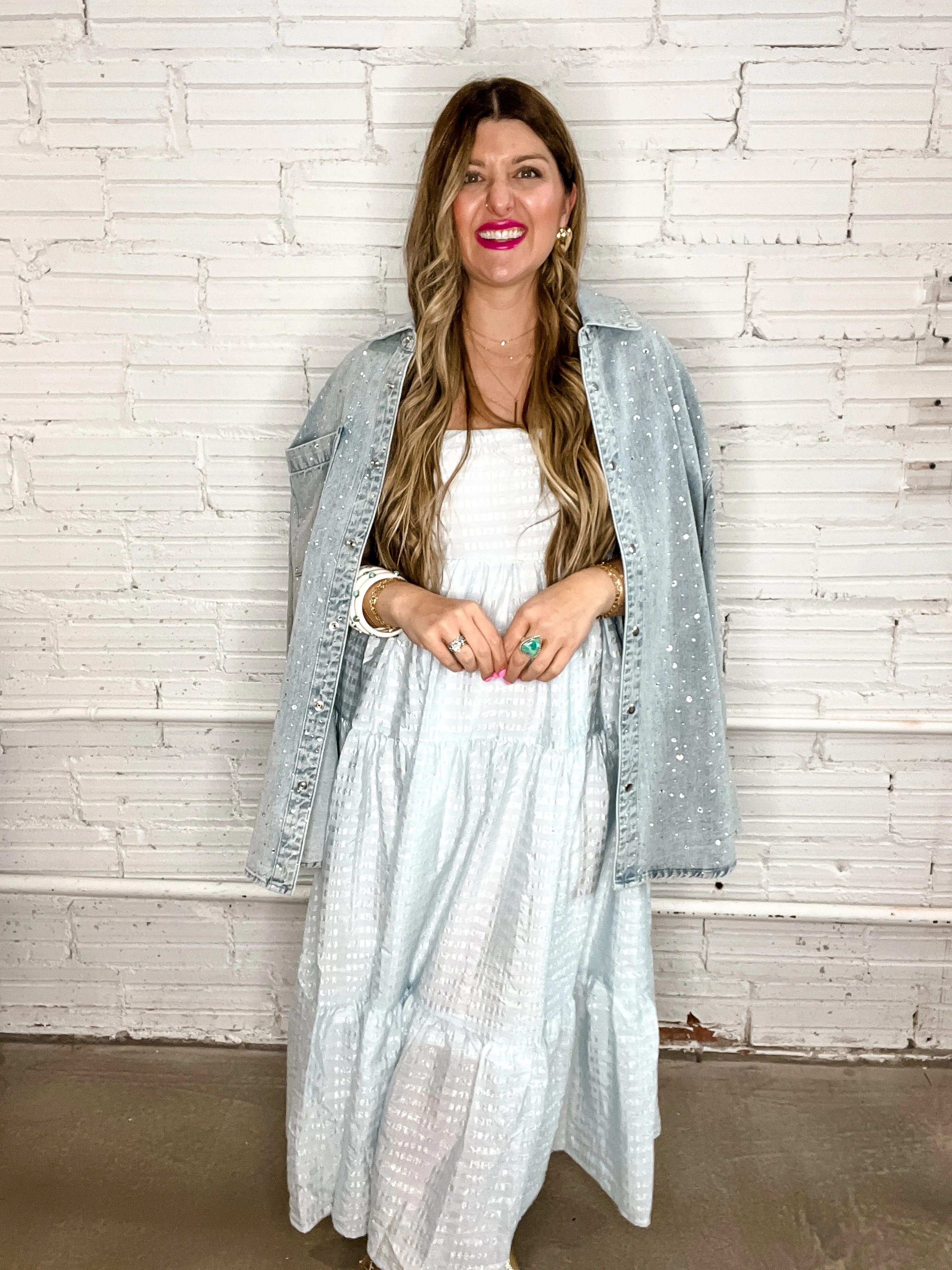 Baby Blues Gingham Midi Dress