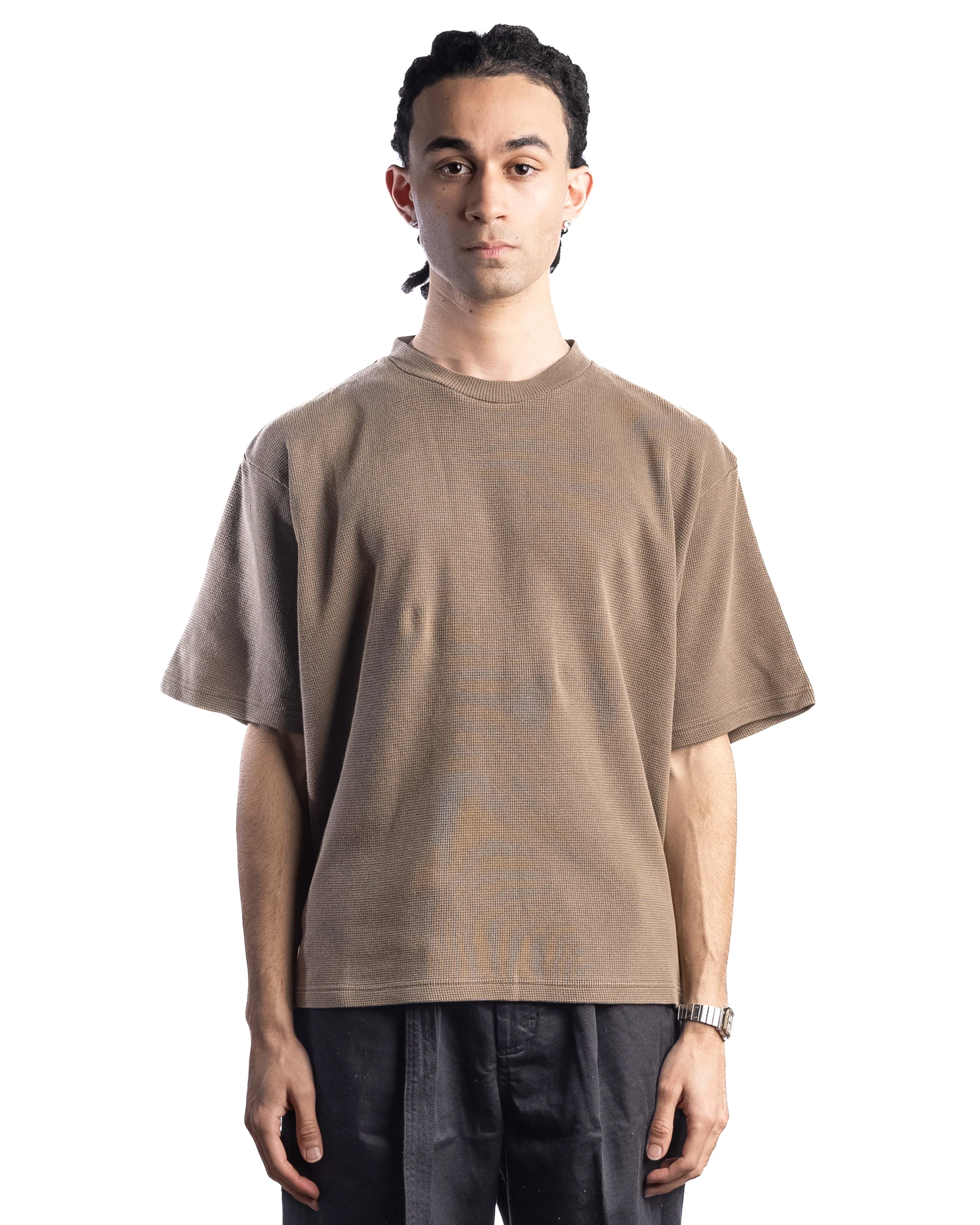 Beach Brains Waffle Boxy Tee Brown