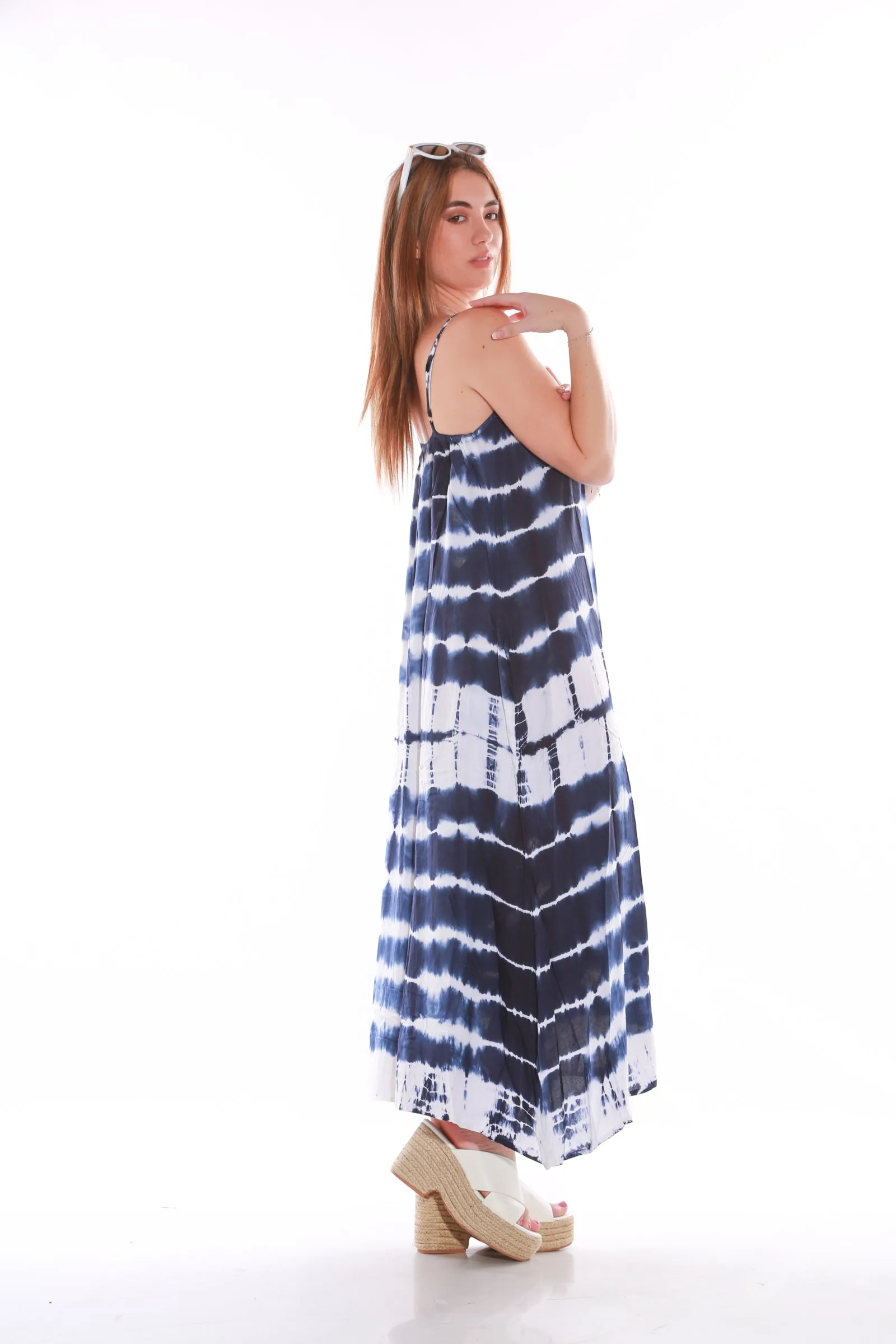 Beach Bunny Maxi Spaghetti beach dress -tie dyed Blue