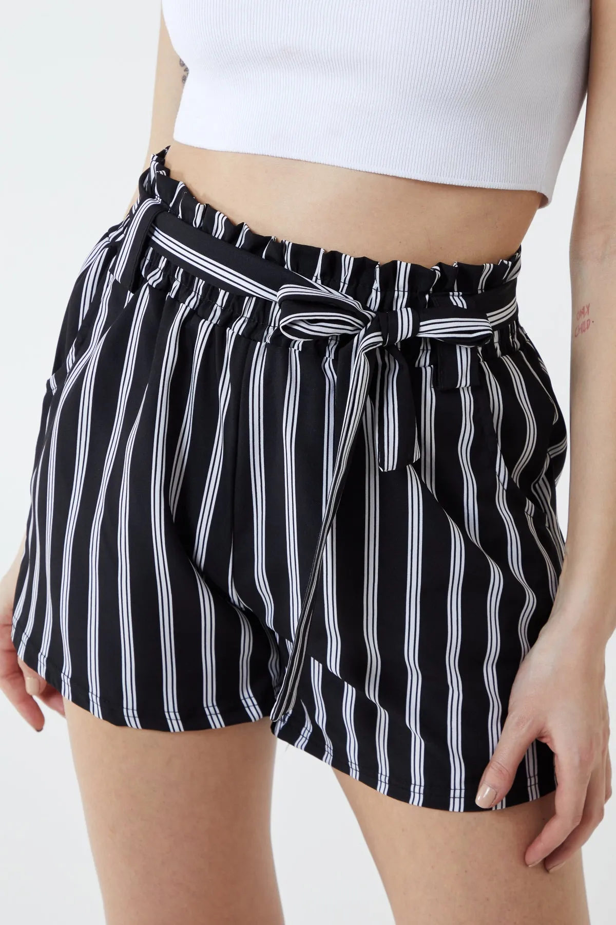 Belted Shorts with Stripes
