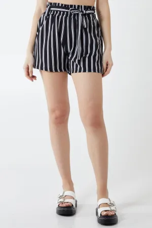 Belted Shorts with Stripes