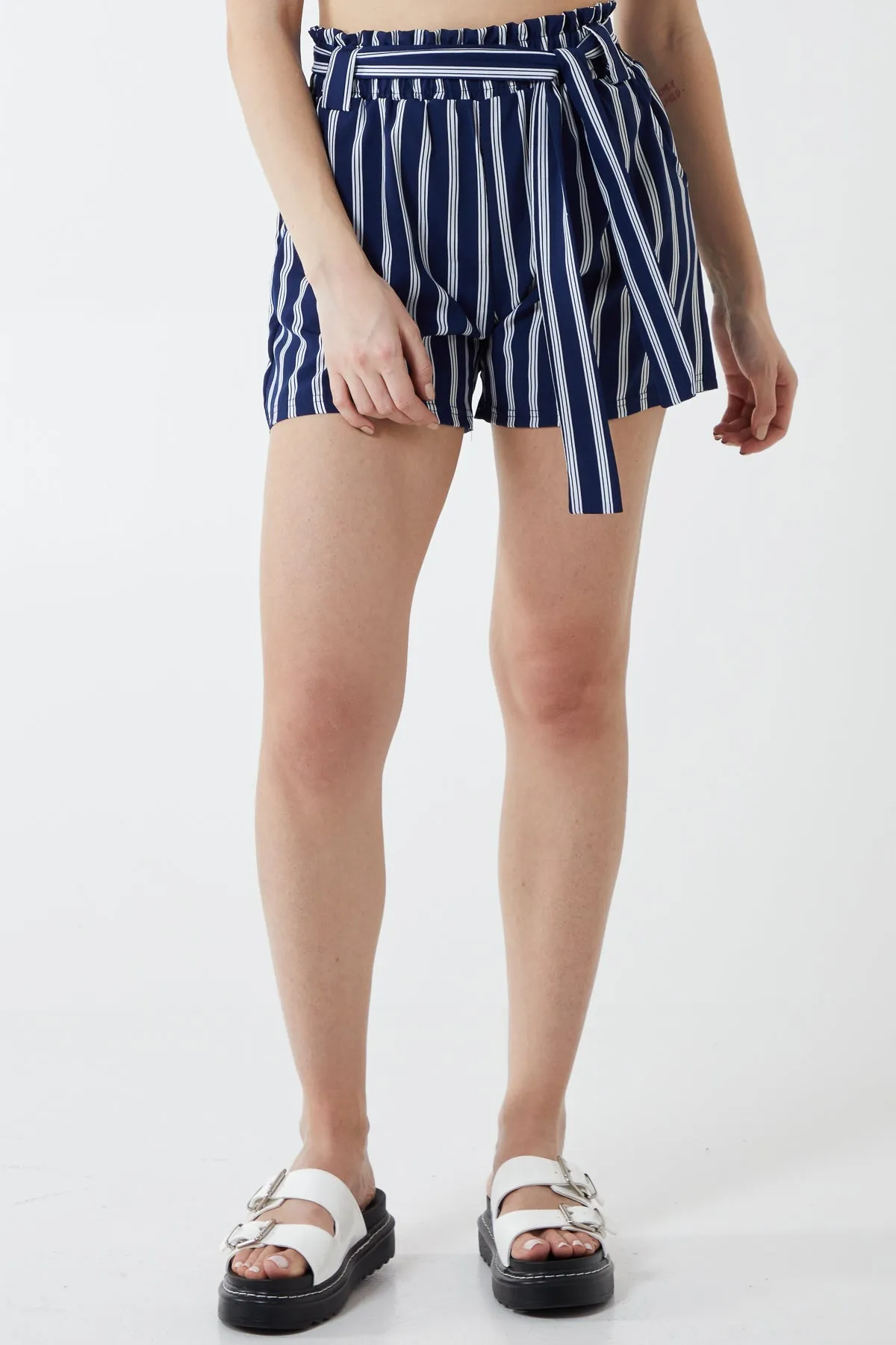 Belted Shorts with Stripes