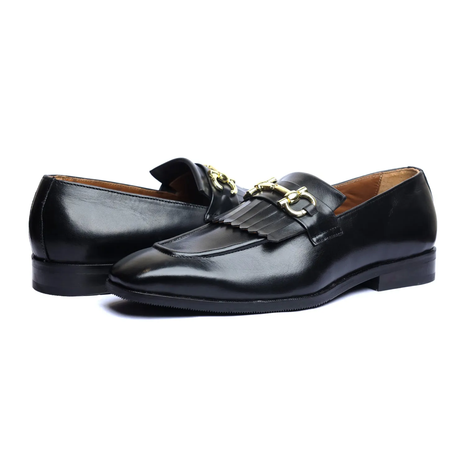 Black Loafers With Fringe