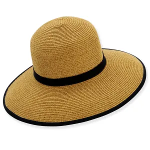 Black Ribbon Trim Paper Braid Beach Hat