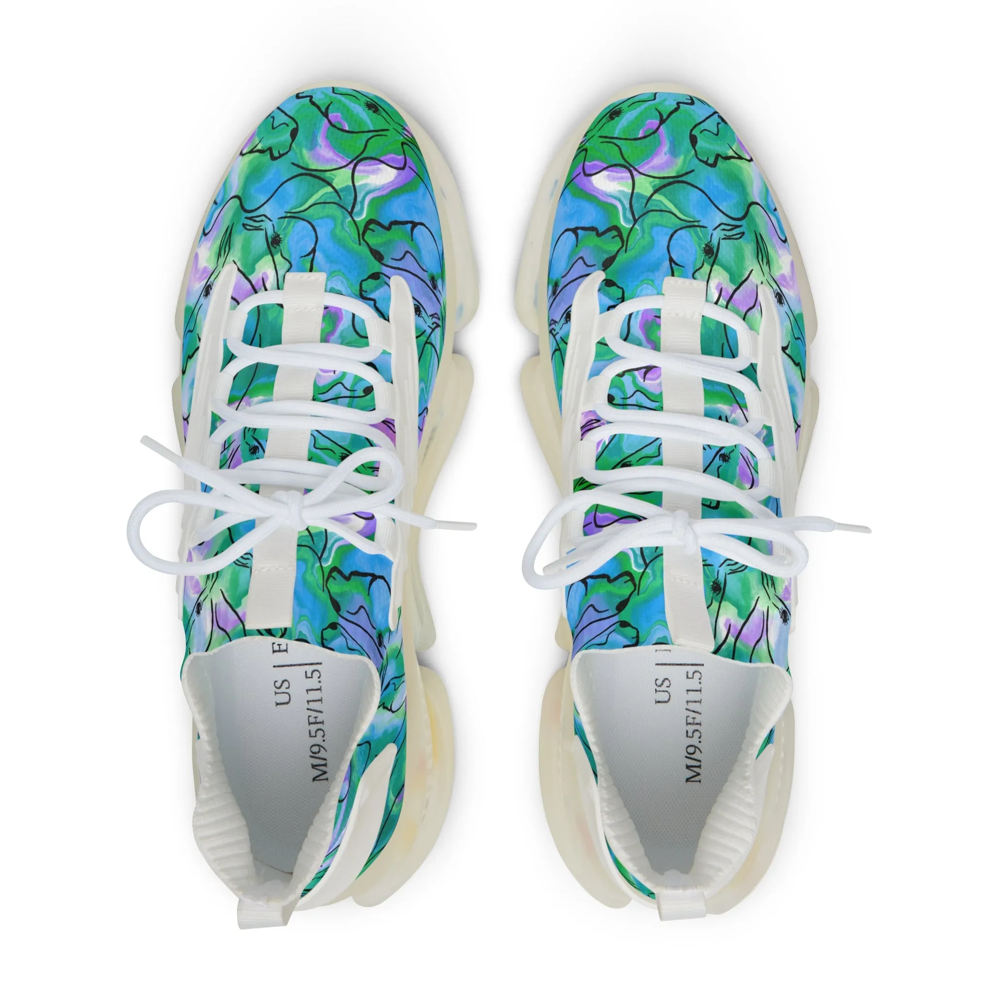 Blue and Green Horse Men's Mesh Sneakers