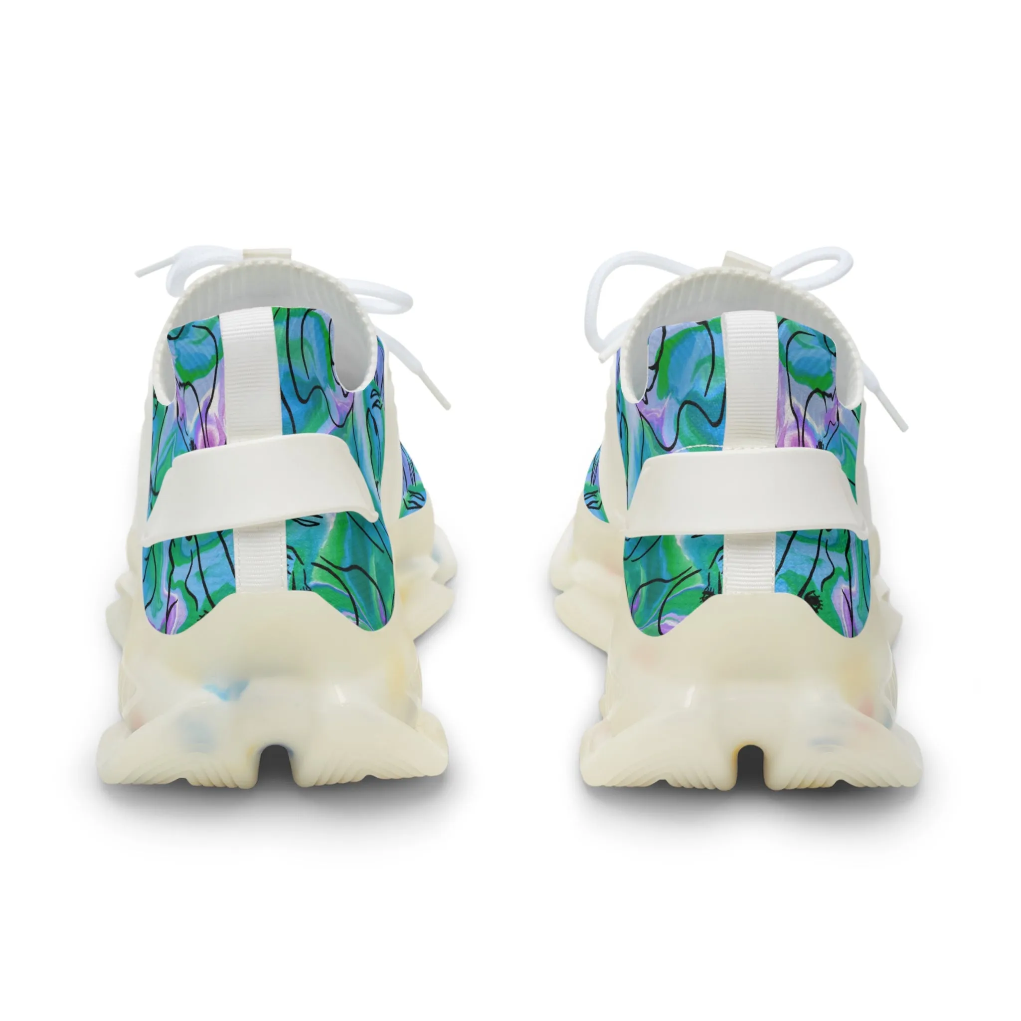 Blue and Green Horse Men's Mesh Sneakers