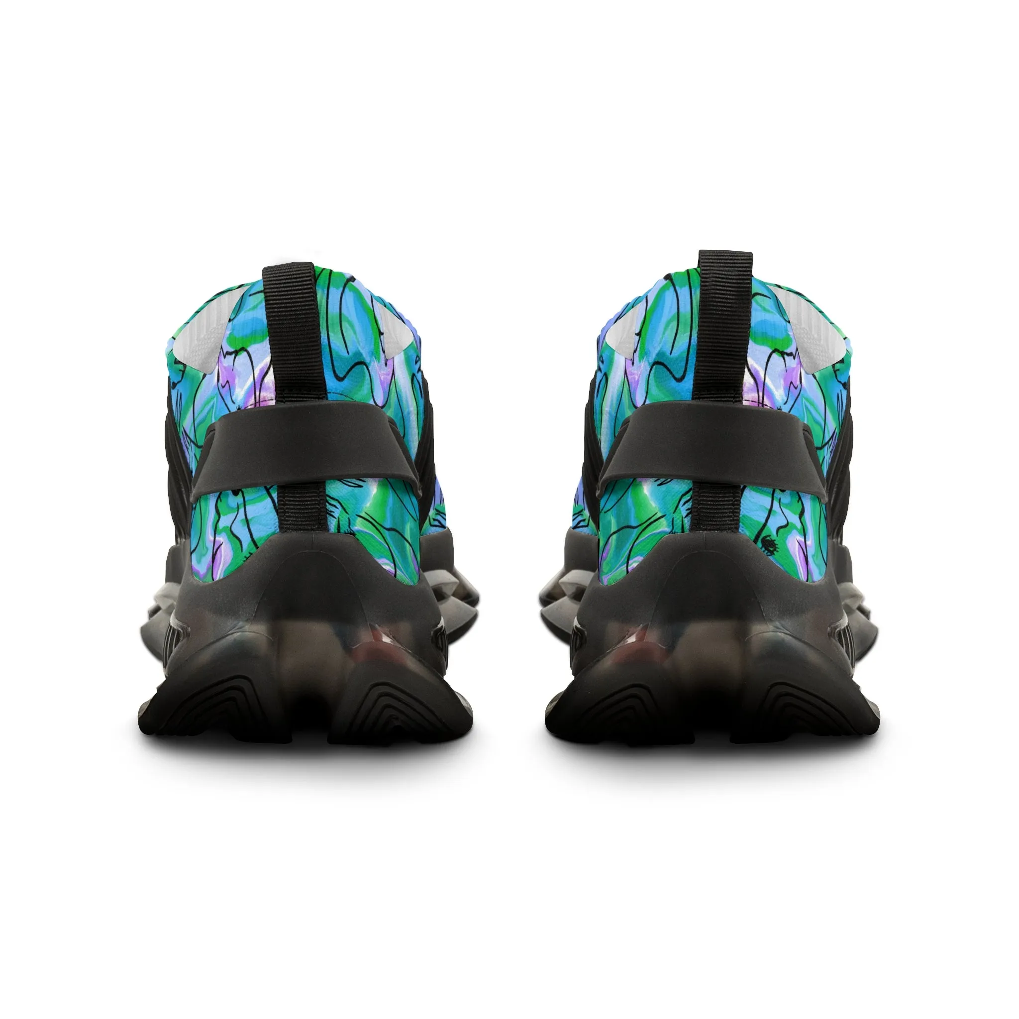 Blue and Green Horse Men's Mesh Sneakers