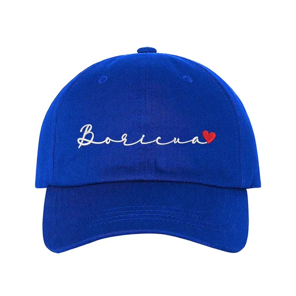Boricua Cursive with Heart Embroidered Baseball Hat – Wear Your PR Pride! 🇵🇷❤️🧢