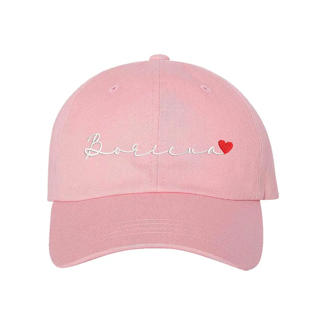 Boricua Cursive with Heart Embroidered Baseball Hat – Wear Your PR Pride! 🇵🇷❤️🧢