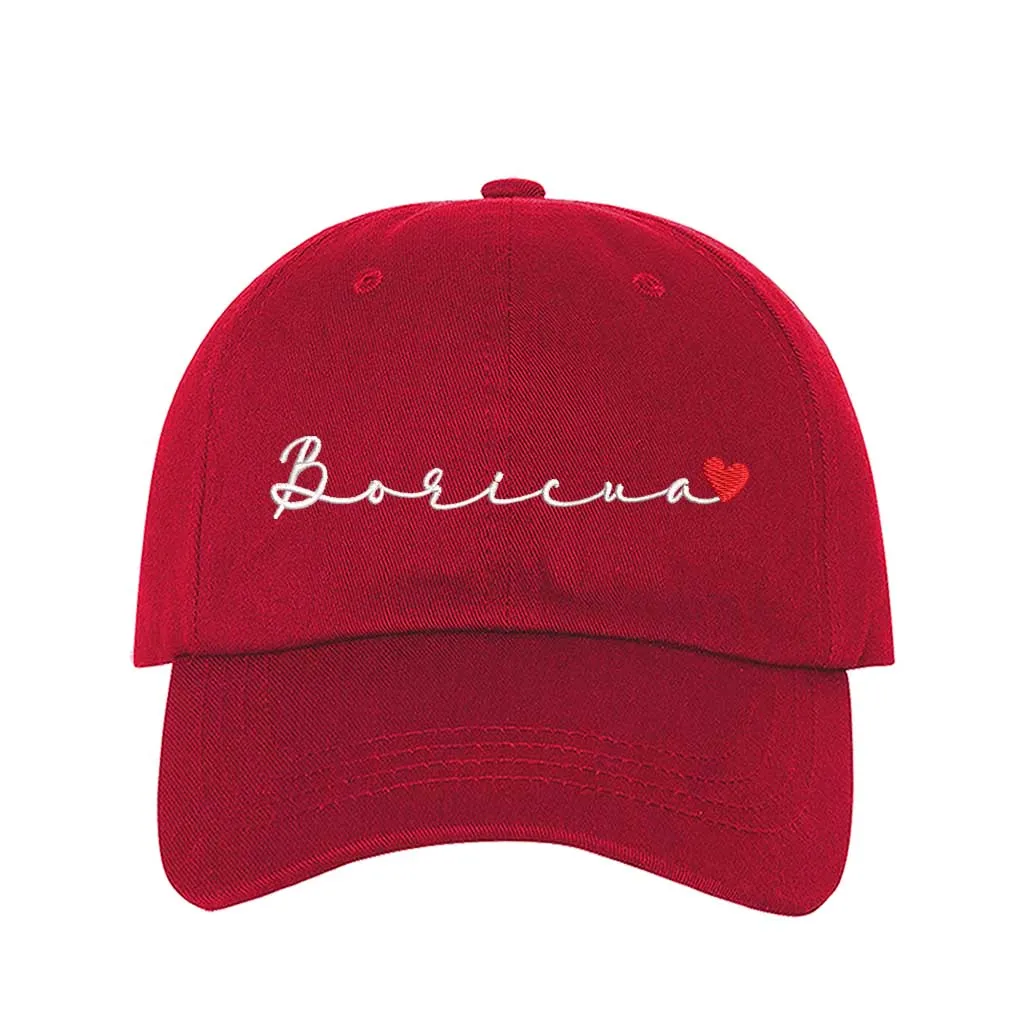 Boricua Cursive with Heart Embroidered Baseball Hat – Wear Your PR Pride! 🇵🇷❤️🧢