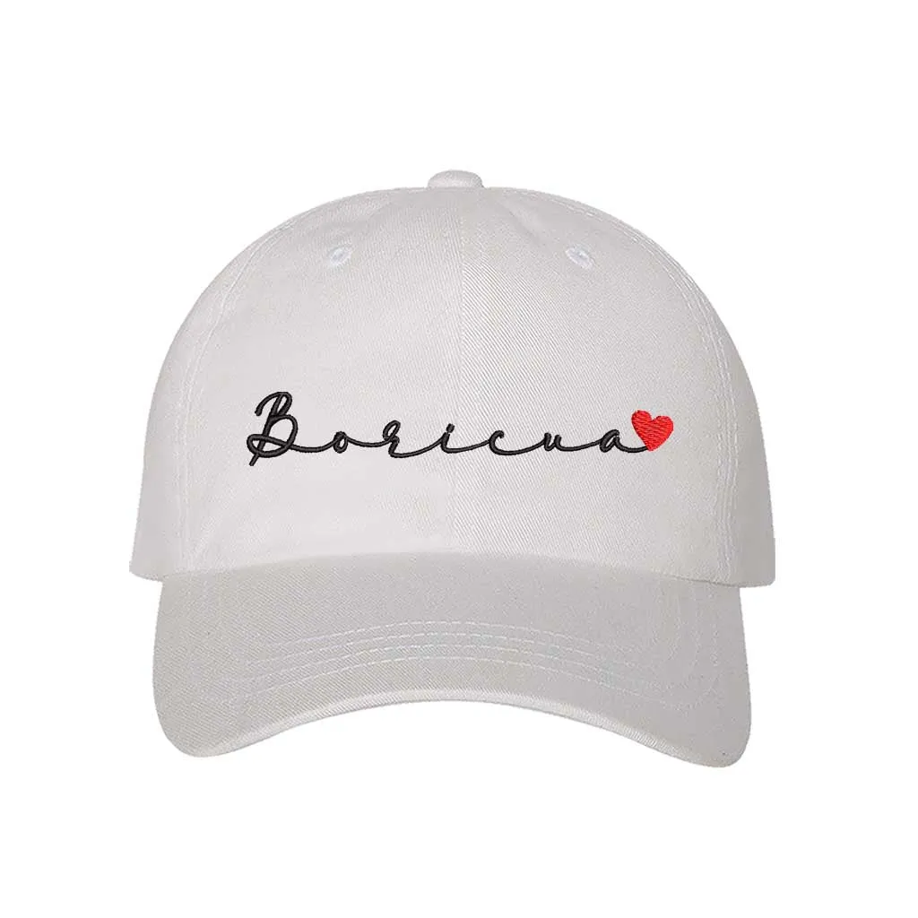 Boricua Cursive with Heart Embroidered Baseball Hat – Wear Your PR Pride! 🇵🇷❤️🧢