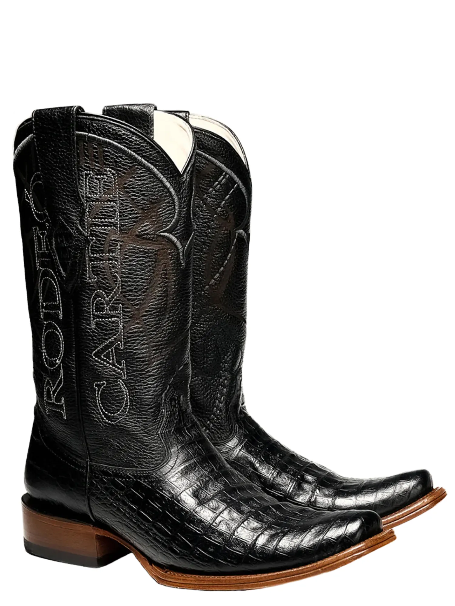 Botas Vaqueras Denver de Caiman Grabado en Piel Genuina para Hombre 'Rodeo Cartie' - ID: RC-DEN-NE