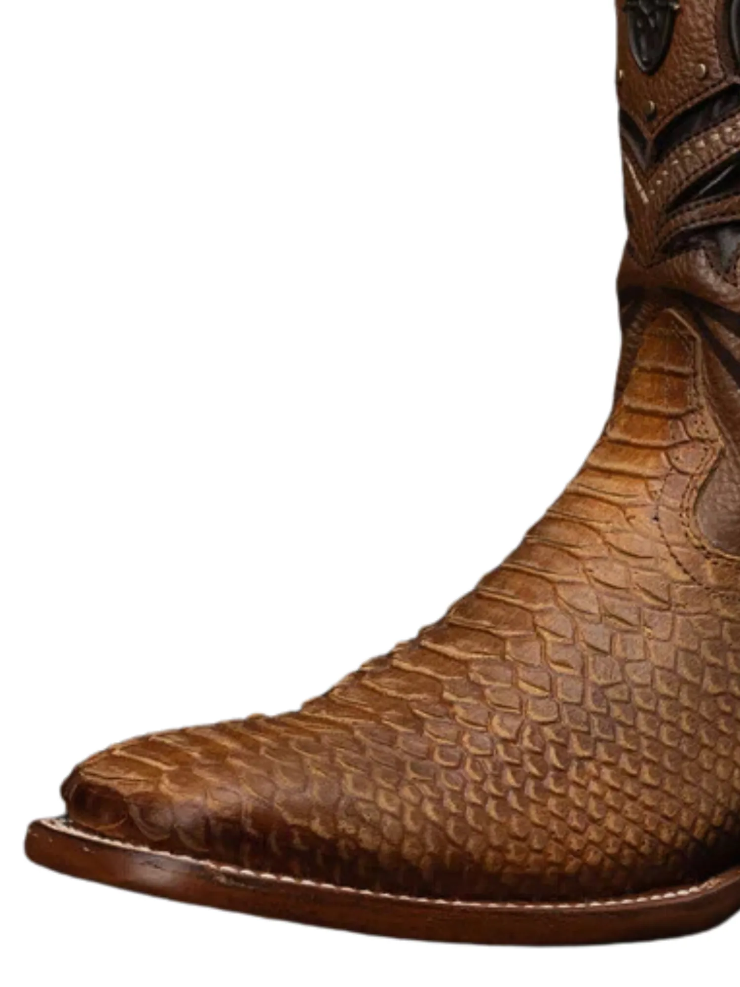 Botas Vaqueras Rodeo de Mamba Python Grabado en Piel Genuina para Hombre 'Rodeo Cartie' - ID: RC-MAM-AU