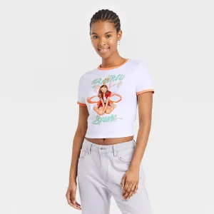 Britney Spears Women's Ringer Baby Short Sleeve Cropped Graphic T-Shirt