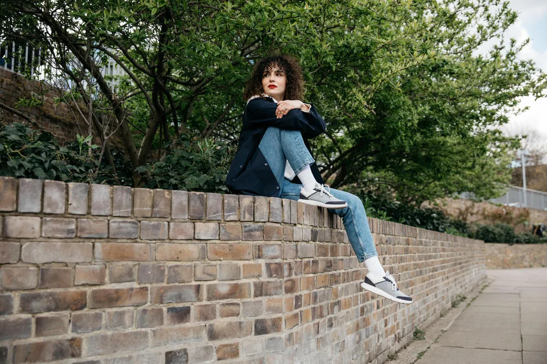 Chaussures marche urbaine femme, walk active bleu blanc