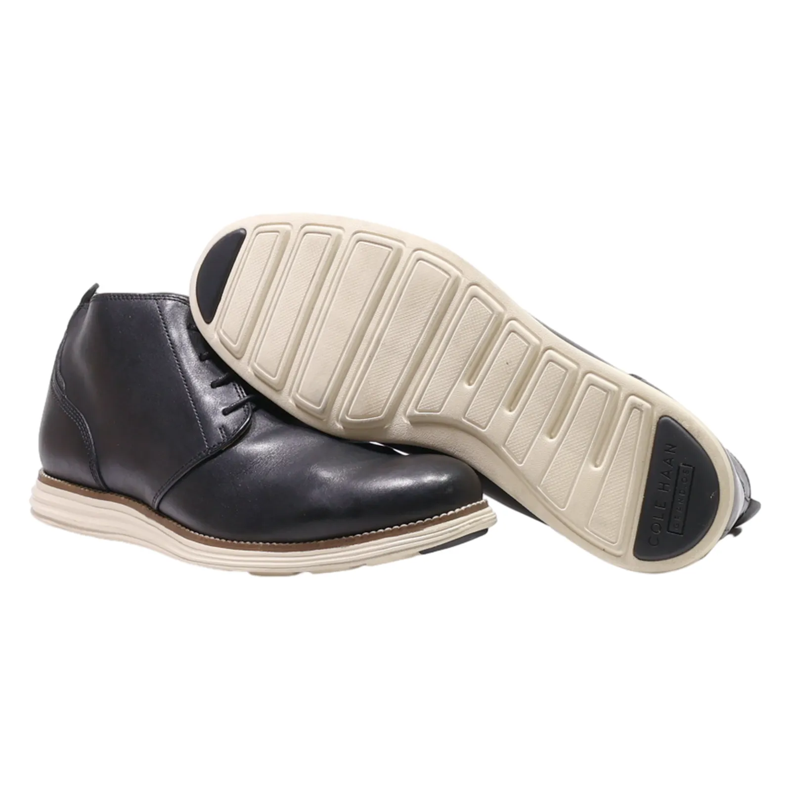 COLE HAAN Chukka Boots Black Leather Mens UK 10.5
