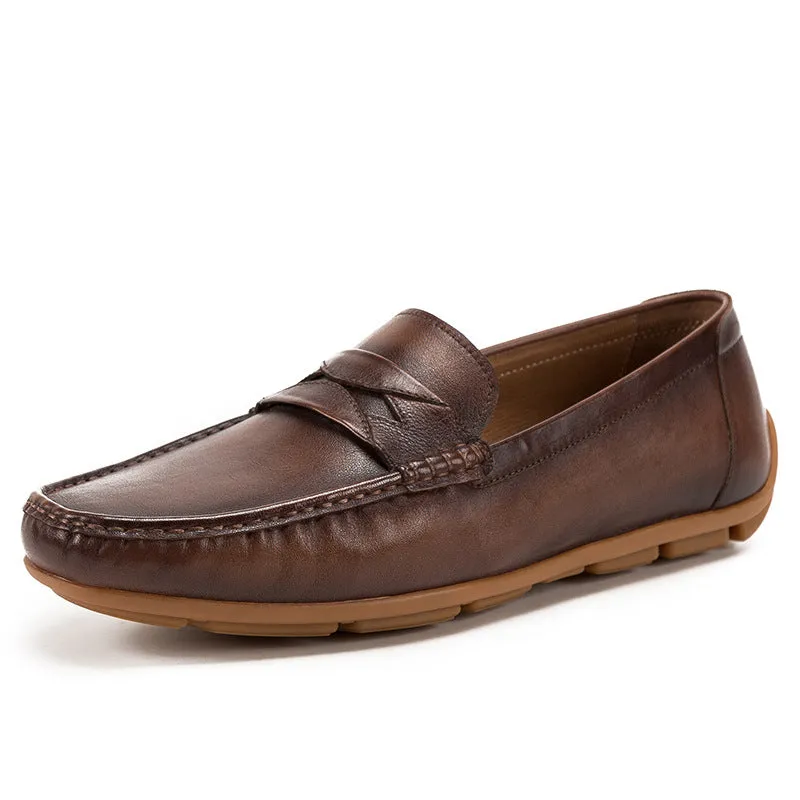 Comfortable cowhide leather fashion slip-on luxury