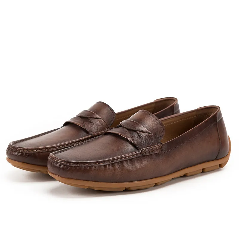 Comfortable cowhide leather fashion slip-on luxury