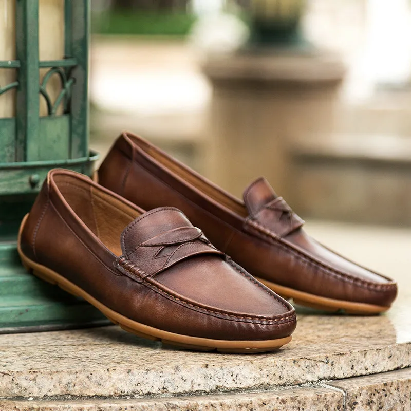 Comfortable cowhide leather fashion slip-on luxury