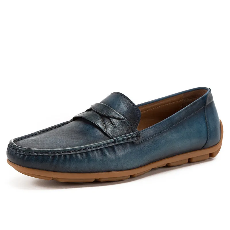 Comfortable cowhide leather fashion slip-on luxury