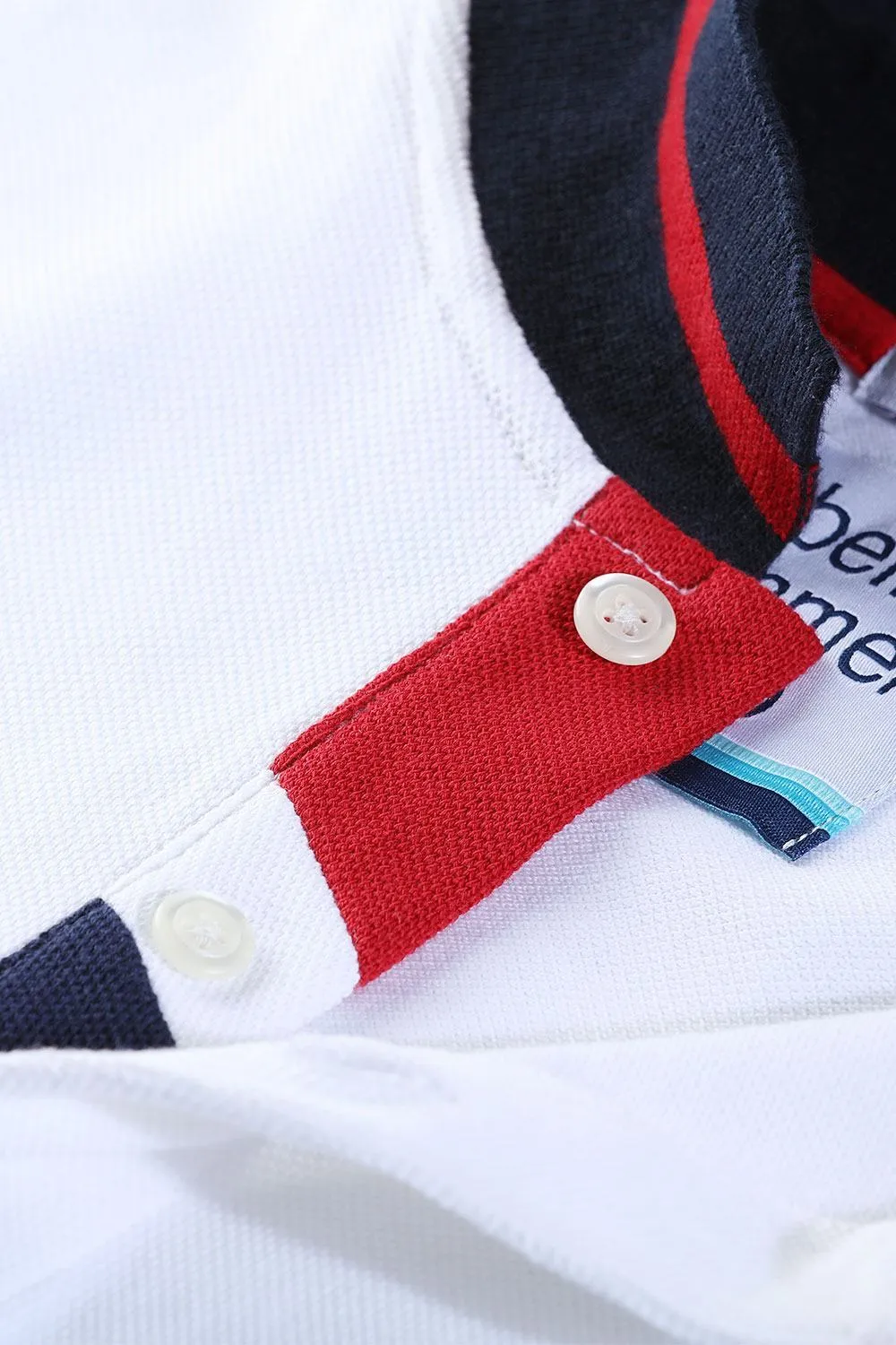 Contrast Placket White Polo T-Shirt