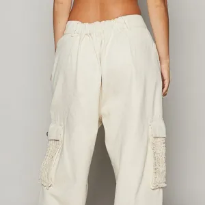 Crochet Patch Distressed Washed Jeans