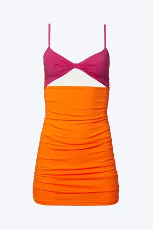CUTOUT TWO-TONE STRETCH-JERSEY MINI DRESS