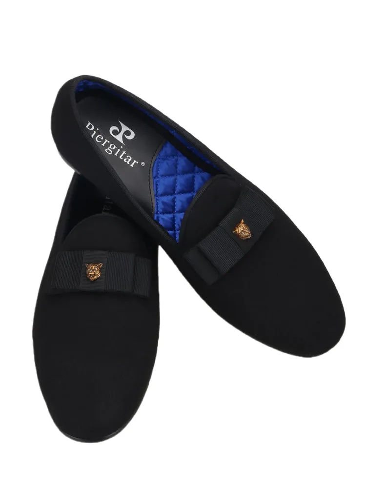 European and American style men's slip-on handmade loafers, luxury leopard head fasteners, bow style trendy driving shoes, slip-on shoes