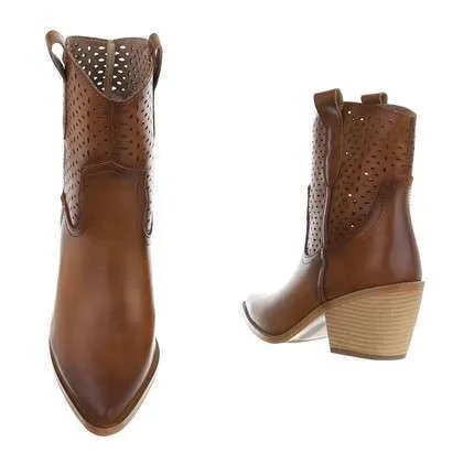 Faith Cowboy Style Chunky Heel Ankle Boots